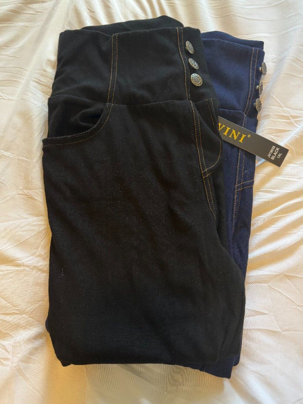 JVINI NWT XL Bundle Jean Style Jersey Capri 2 Pairs  - One in Blue/One in Black